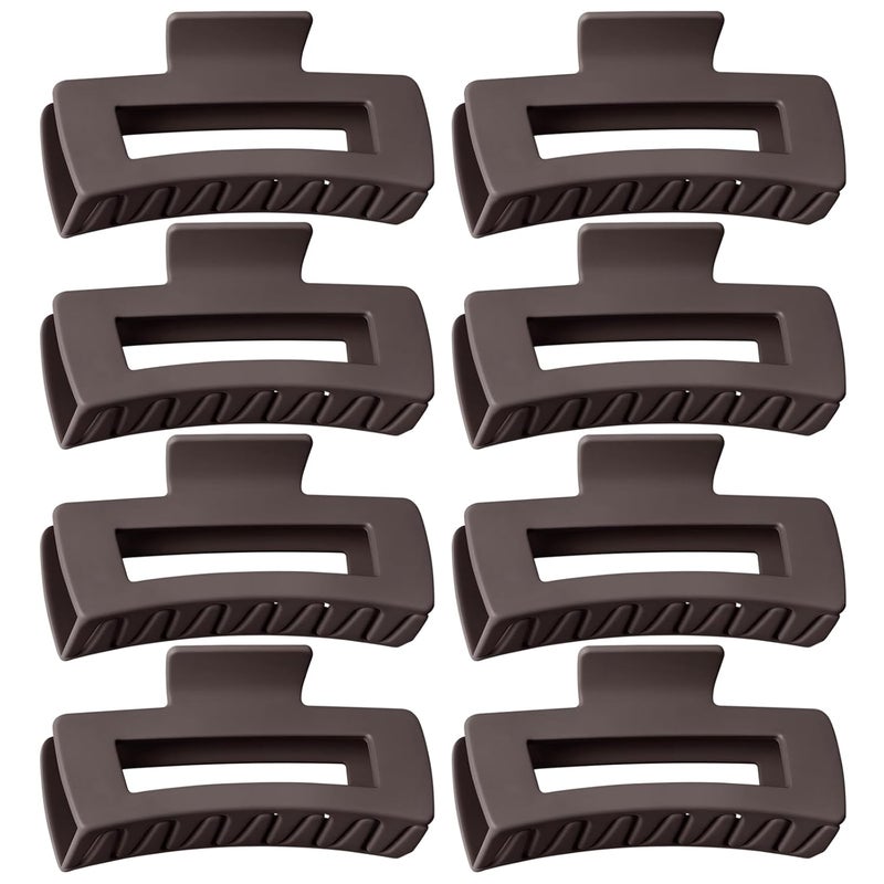 TOCESS Hair Claw Clips for Women - 8PK Large Neutral Matte Square Jumbo Hair Clips for Thick, Thin, Long, Short, Curly Hair Girls, Big Jaw Clip Set for Daily Use(Mocha Brown) - Image 1